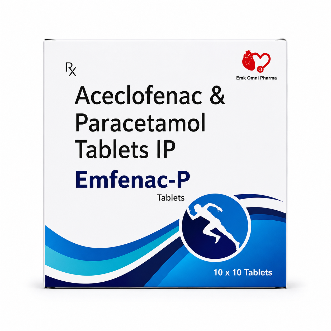 Emfenac-P — Aceclofenac IP 100 mg and Paracetamol IP 325 mg, along with approved excipients | Uses, Composition, Dosage & Storage | EMK Omni Pharma