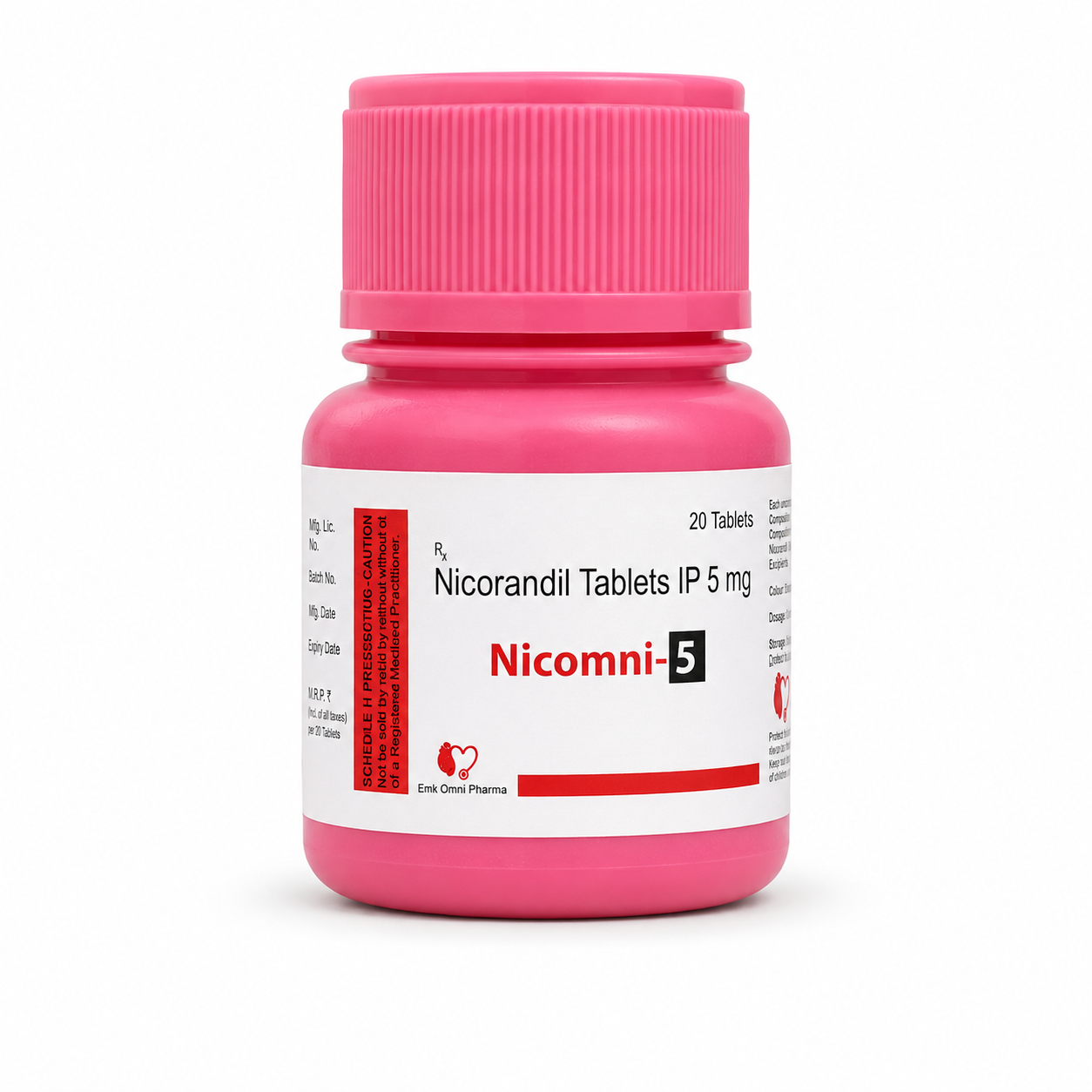 Nicomni-5 — Nicorandil IP 5 mg, along with approved excipients | Uses, Composition, Dosage & Storage | EMK Omni Pharma