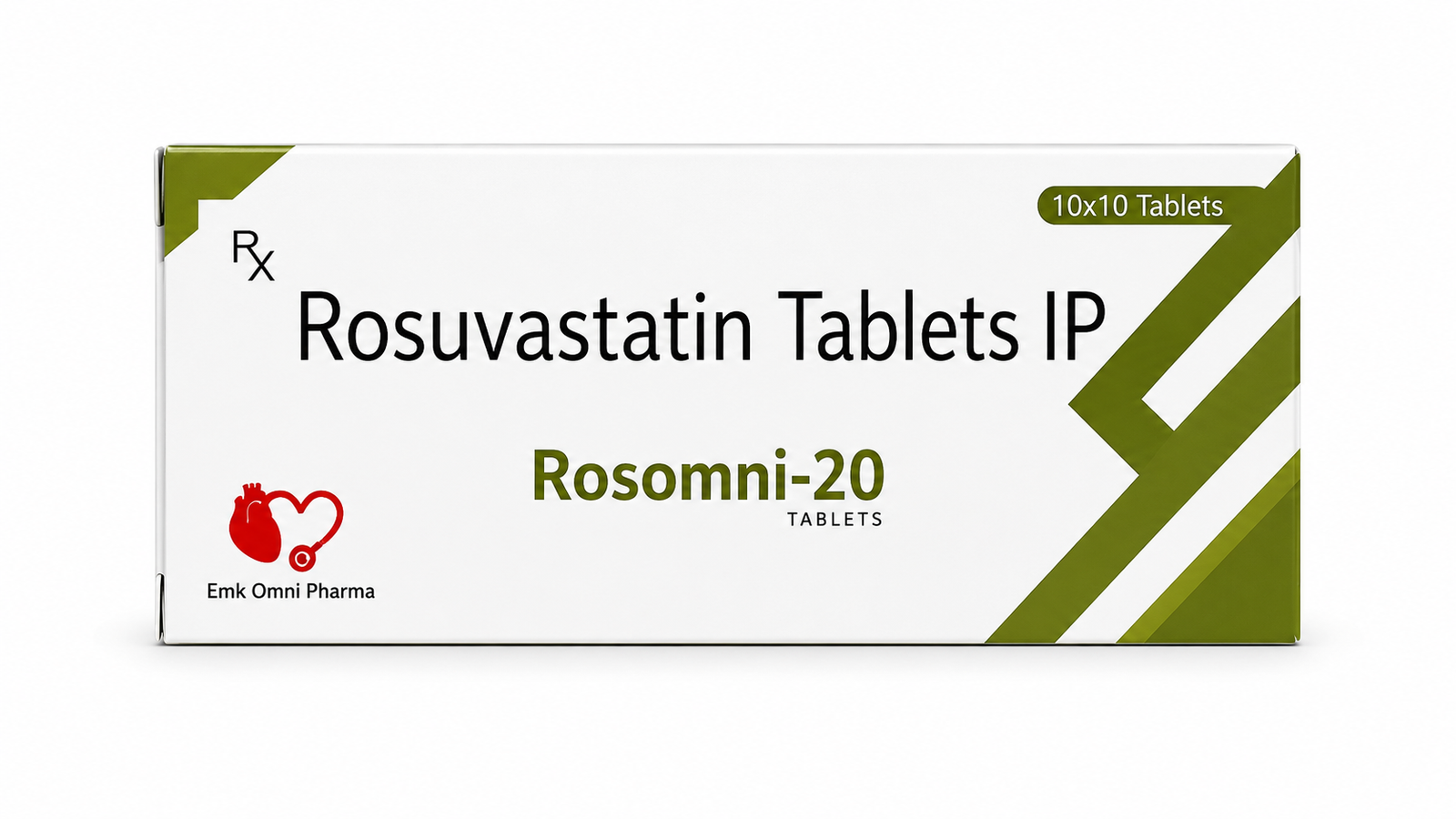 Rosomni-20 — Rosuvastatin Calcium IP equivalent to Rosuvastatin 20 mg, along with approved excipients | Uses, Composition, Dosage & Storage | EMK Omni Pharma